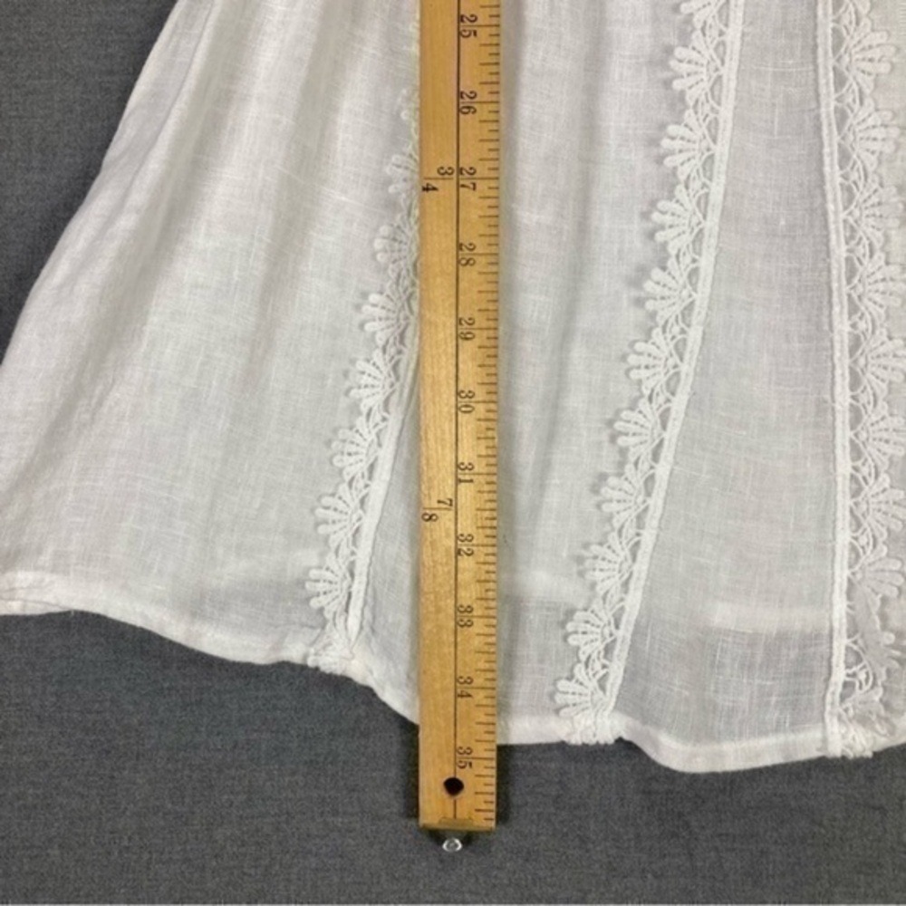Luisa Ricci Linen Lace Tunic Beach Coverup Dress Women Medium White Cottagecore - Picture 10 of 13